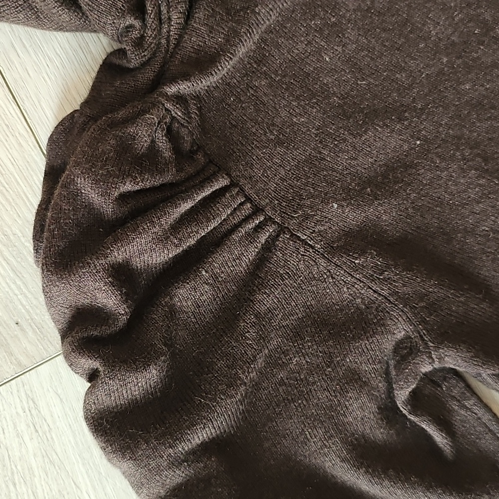 Saks Fifth Avenue Silk Cashmere Cowlneck Bubble Shoulder Longsleeve Sweater, Med - Picture 7 of 15